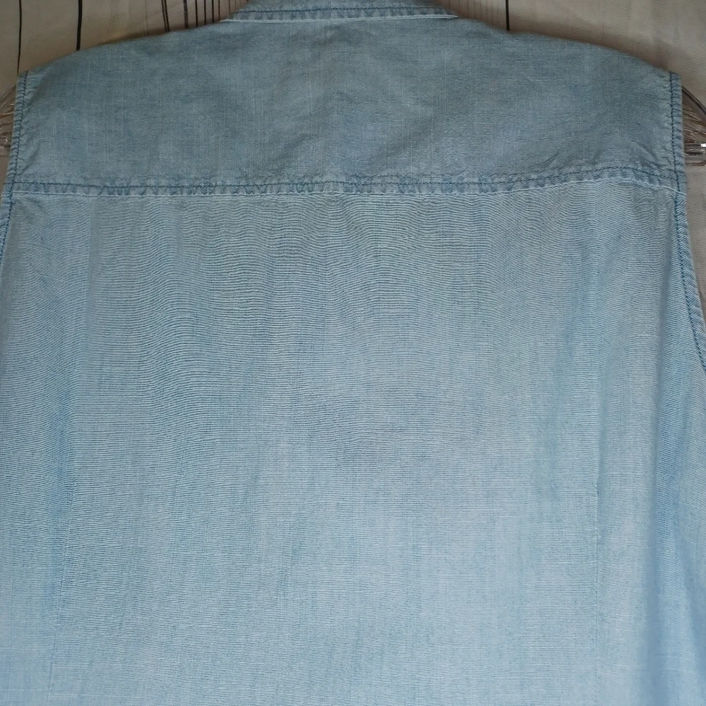 J.Crew Factory Women's Chambray Button-Down Classic Preppy Sleeveless Top NWT